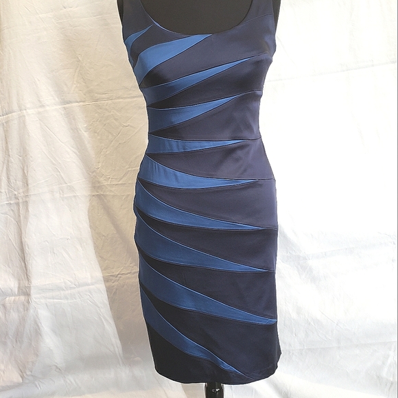 JAX Blue two tone satin cocktail dress - Picture 2 of 10